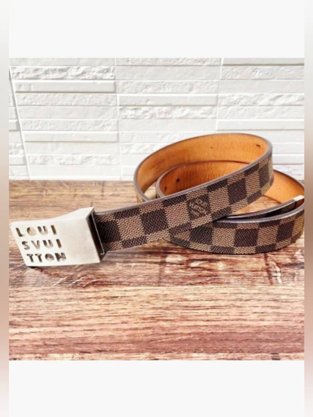 Louis Vuitton Damier Ebene Sainteur Logo-letter Belt